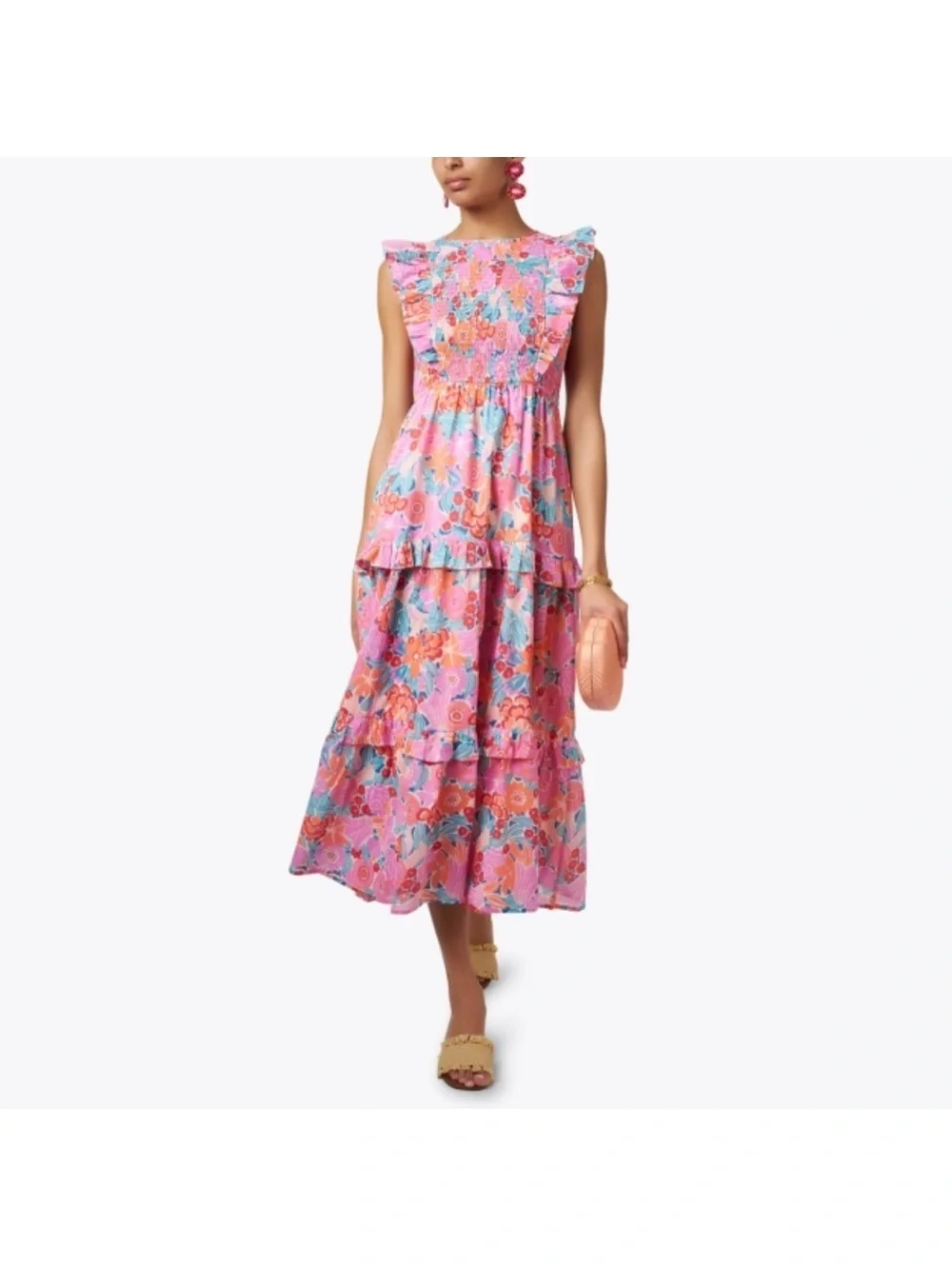 BANJANAN Iris Floral Maxi Dress in Dawn, Size L New w/Tag SOLD OUT!